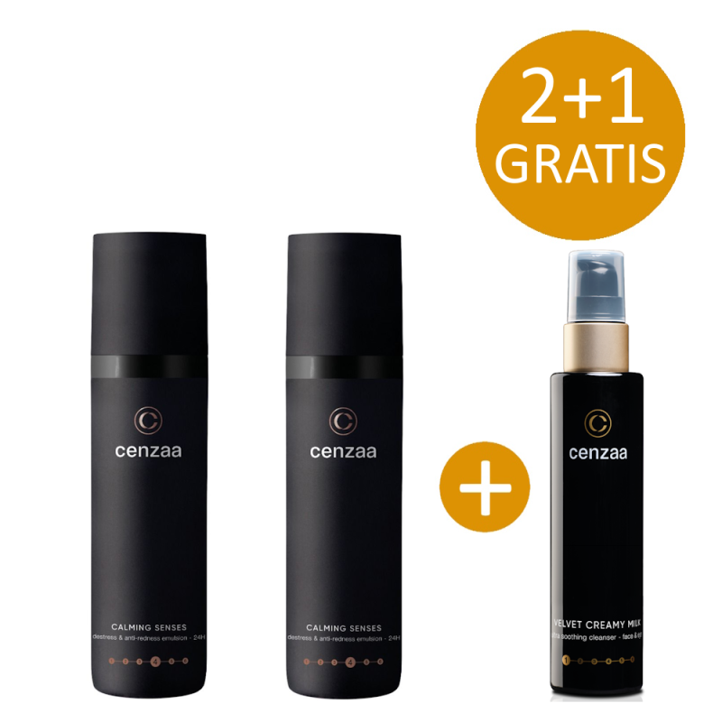 2+1 ACTIE - 2x Cenzaa Calming Senses 50ml incl. gratis Velvet Creamy Milk Travel Size 100ml