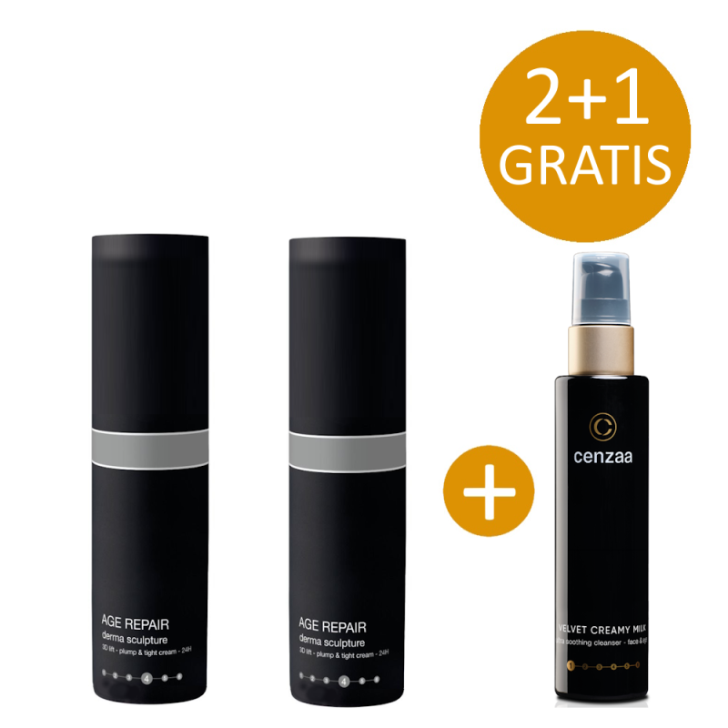 2+1 ACTIE - 2x Cenzaa Derma Sculpture 50m incl. gratis Velvet Creamy Milk Travel Size 100ml