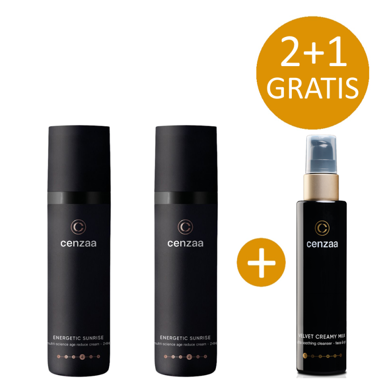 2+1 ACTIE - 2x Cenzaa Energetic Sunrise 50ml incl. gratis Velvet Creamy Milk Travel Size 100ml