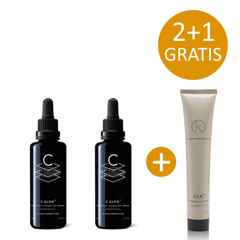 2+1 ACTIE - 2x Ik Skin Perfection C Glow+ 50ml incl. gratis Silk+ Classic Travel Size 50ml