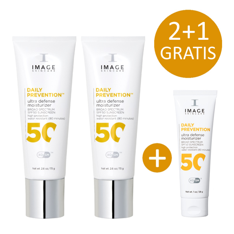 2+1 ACTIE - 2x Image DAILY PREVENTION Ultra Defense Moisturizer SPF50 incl. gratis Travel Size 28g