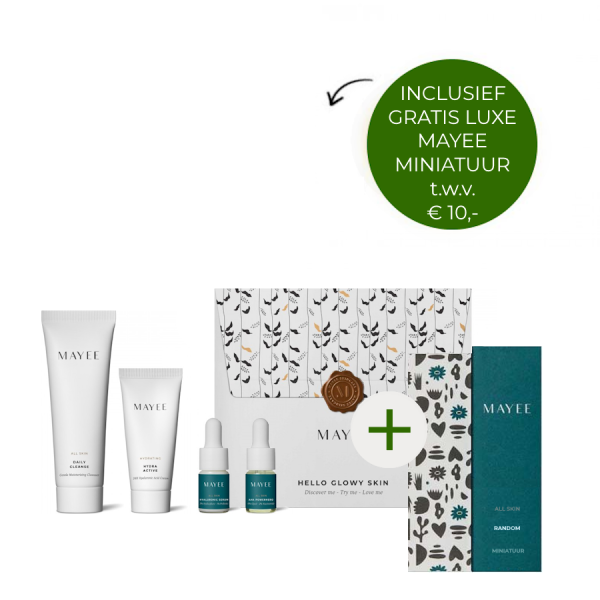 Mayee Hello Glowy Skin Kit + gratis Mayee luxe miniatuur t.w.v. €10,-