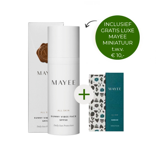 Mayee Sunny Vibes Face SPF50 50ml + gratis Mayee luxe miniatuur t.w.v. €10,-