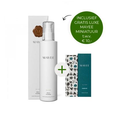 Mayee Daily Cleanse 200ml + gratis Mayee luxe miniatuur t.w.v. €10,- Mayee Daily Cleanse 200ml + gratis Mayee luxe miniatuur t.w.v. €10,-