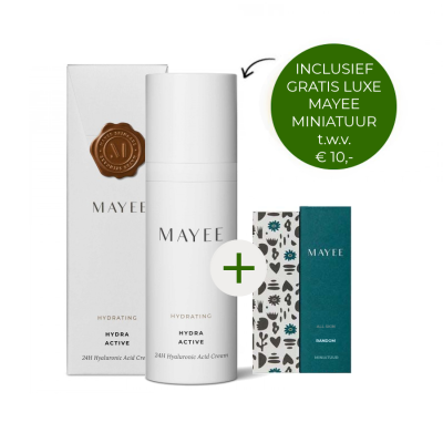 Mayee Hydra Active 50ml + gratis Mayee luxe miniatuur t.w.v. €10,- Mayee Hydra Active 50ml + gratis Mayee luxe miniatuur t.w.v. €10,-