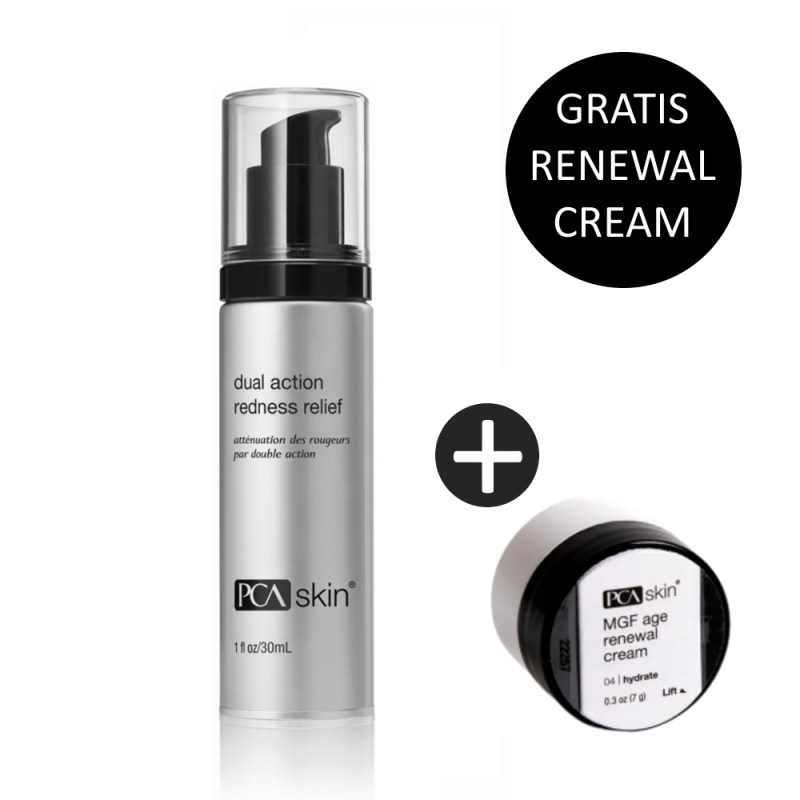 PCA Skin Dual Action Redness Relief Serum 30ml incl. gratis MGF Age Renewal Cream 8ml