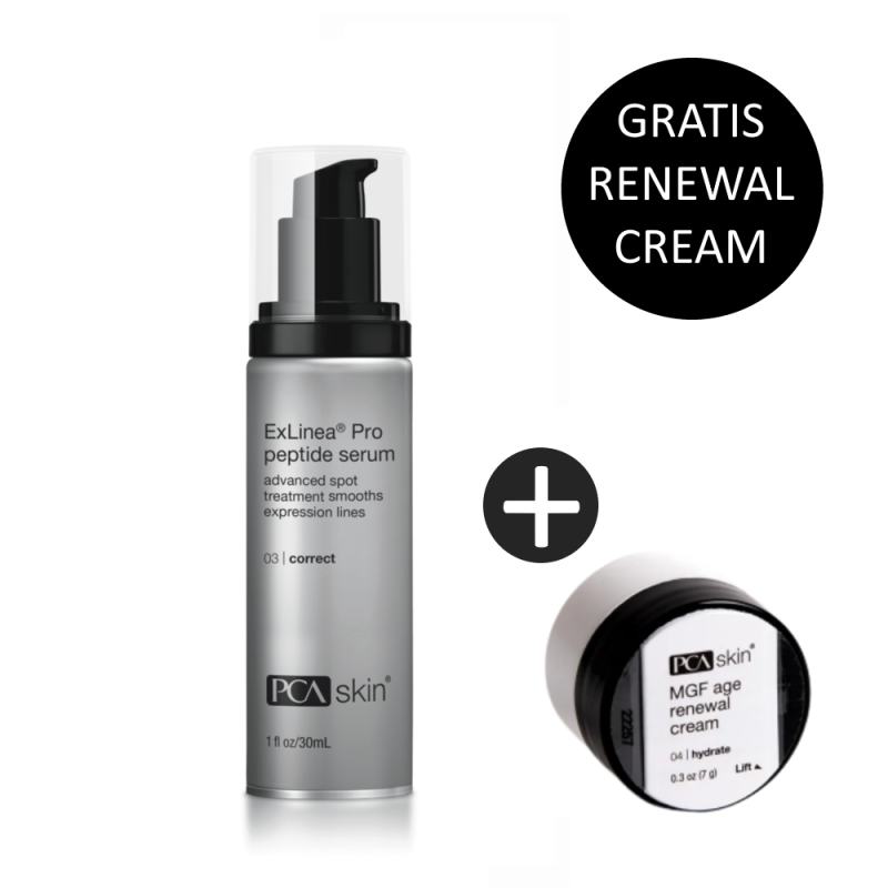 PCA Skin ExLinea Pro Peptide Smoothing Serum 30ml incl. gratis MGF Age Renewal Cream 8ml